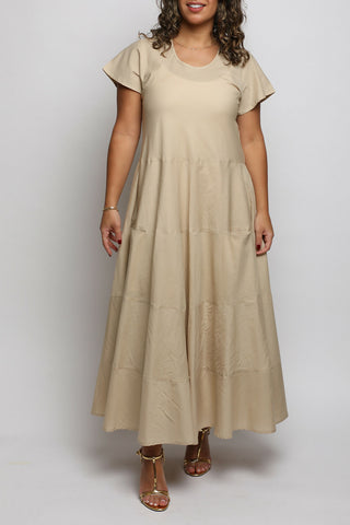 Rue Beige Short Sleeves Dress