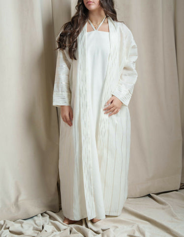 White & Gold Bisht Set