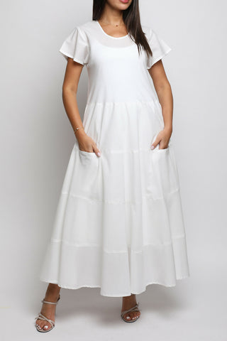 Rue White Short Sleeves Dress