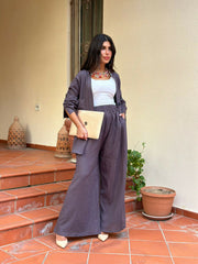 Strasse Aubergine Breezy Pant Linen Set