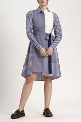 Paiband Shirt Dress in Blue Stripes