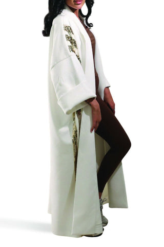 White Sequins Bisht