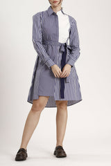 Paiband Shirt Dress in Blue Stripes