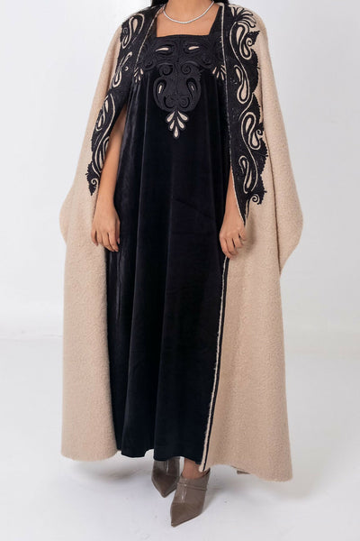 Teddy Bisht and Velvet Kaftan Set