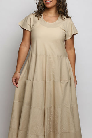 Rue Beige Short Sleeves Dress