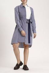 Paiband Shirt Dress in Blue Stripes