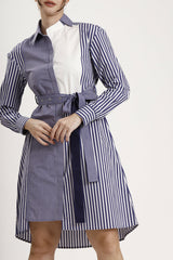 Paiband Shirt Dress in Blue Stripes